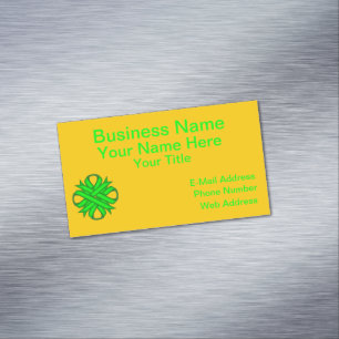 Lime Green Clover Ribbon by Kenneth Yoncich Magnetic Business Card