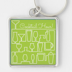 Lime green cocktail party keychain