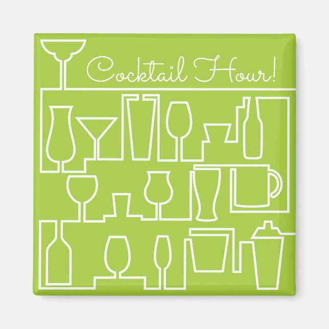 Lime green cocktail party magnet (Front)