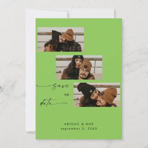 Lime Green Collage Photo Wedding Save the Date