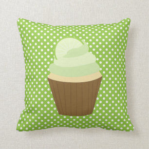 Lime Green Cupcake Throw Pillow
