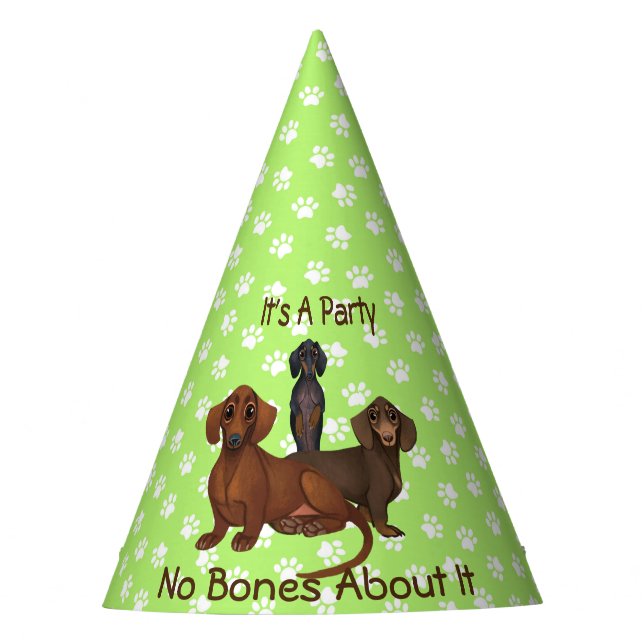 Lime Green Dachshund Party Hat (Front)