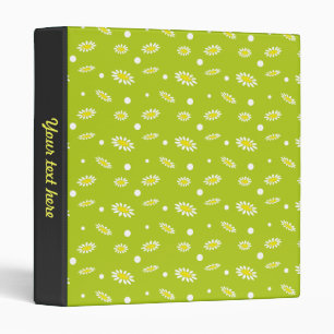 Lime Green Daisy Polka Dot Retro Spring Pattern Binder