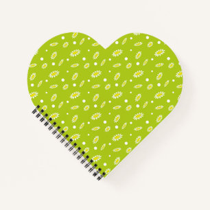 Lime Green Daisy Polka Dot Retro Spring Pattern Notebook