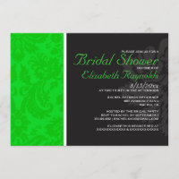 Lime Green Damask Bridal Shower Invitations