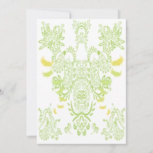 Lime Green Damask Wedding Invitation