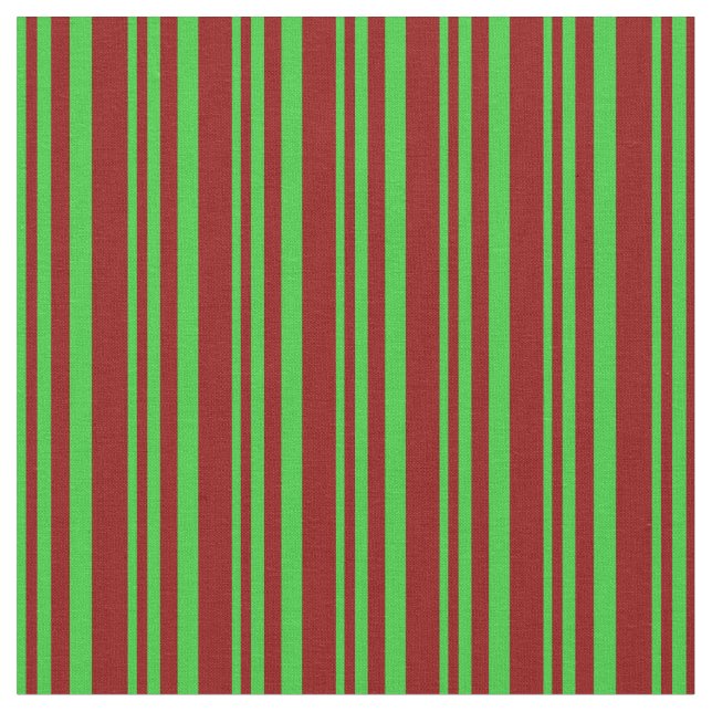 Lime Green & Dark Red Lined/Striped Pattern Fabric (Close Up)