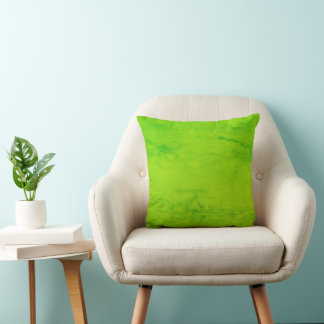 Lime Green Decorative Pillow with Watercolor Textu