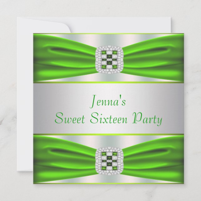 Lime Green Diamonds Sweet Sixteen Invitation (Front)