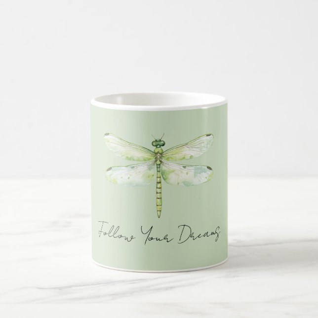 Lime Green Dragonfly Coffee Mug (Center)