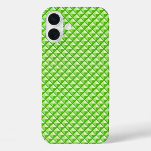 Lime green, enamel look, studded grid iPhone 16 plus case