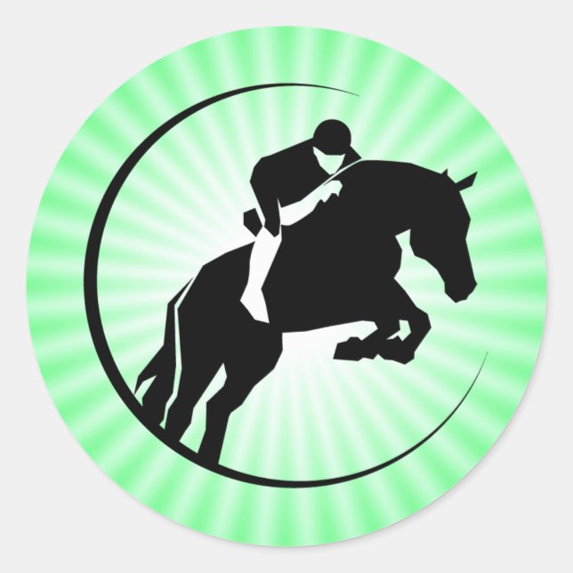 Lime Green Equestrian Classic Round Sticker (Front)