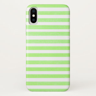 Lime Green et White Stripe Apple iPhone X Coque