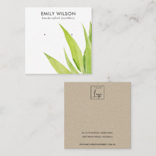 LIME GREEN EUCALYPTUS FAUNA EARRING STUD DISPLAY SQUARE BUSINESS CARD