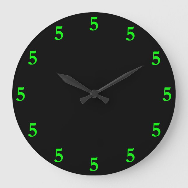 Lime Green Five o'Clock Somewhere on Black Large Clock (Front)