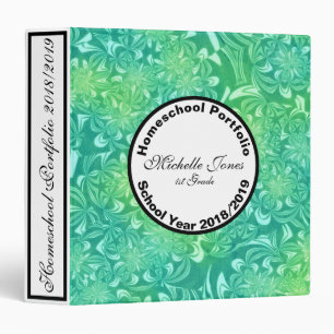 Lime Green Floral Design Homeschool Portfolio Binder