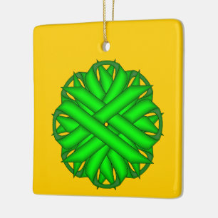 Lime Green Flower Ribbon by Kenneth Yoncich Ceramic Ornament