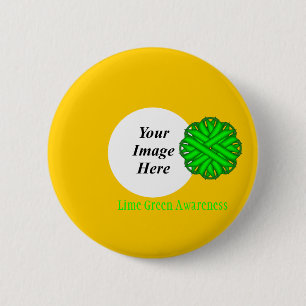 Lime Green Flower Ribbon Tmpl by Kenneth Yoncich 2 Inch Round Button