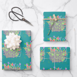 Lime Green Flowers Gift  Wrapping Paper Sheet