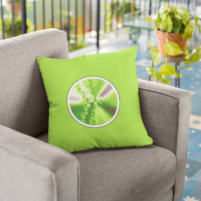 Lime Green Fractal Art Throw Pillow (Creator Uploaded)
