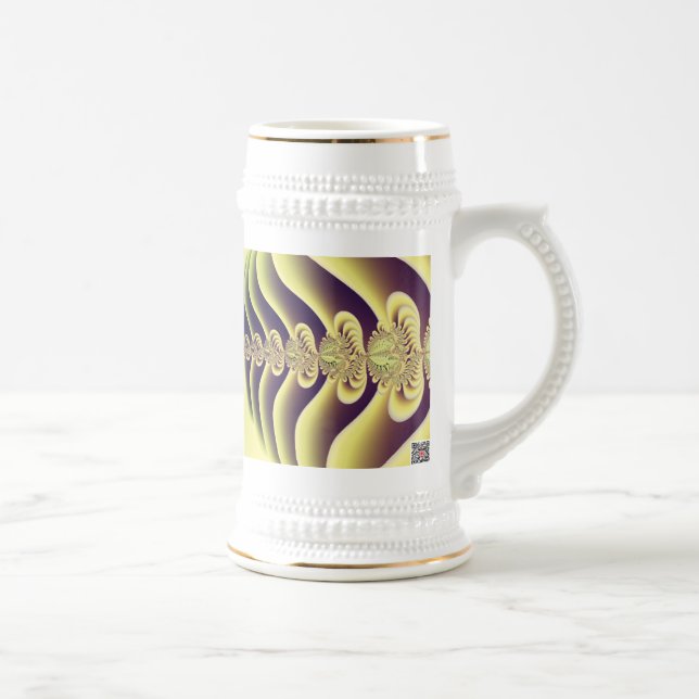 Lime Green Fractal Symmetry Abstract Art Beer Stein (Right)