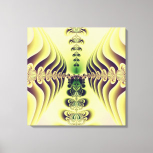 Lime Green Fractal Symmetry Abstract Art Canvas Print