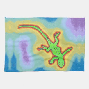 Lime green gecko kitchen towel