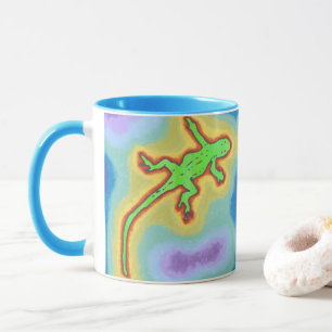 Lime green gecko mug