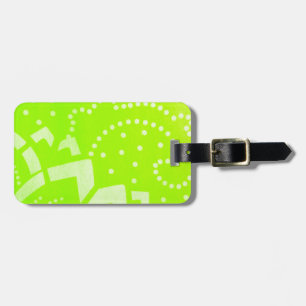 Lime Green geomentric dot stripe graphic pattern Luggage Tag