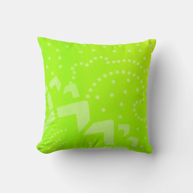 Lime Green geomentric dot stripe graphic pattern Throw Pillow (Front)