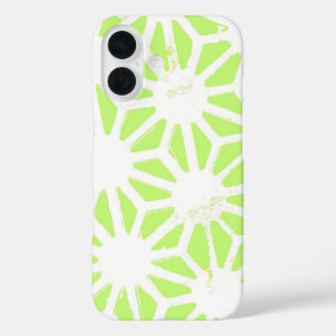 Lime green geometric pattern iPhone 16 case