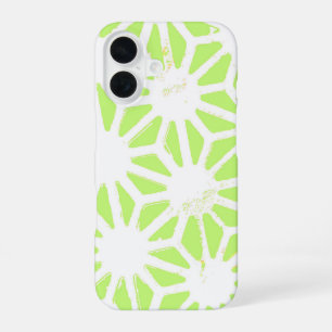 Lime green geometric pattern iPhone 16 case