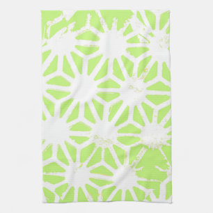 Lime green geometric pattern kitchen towel
