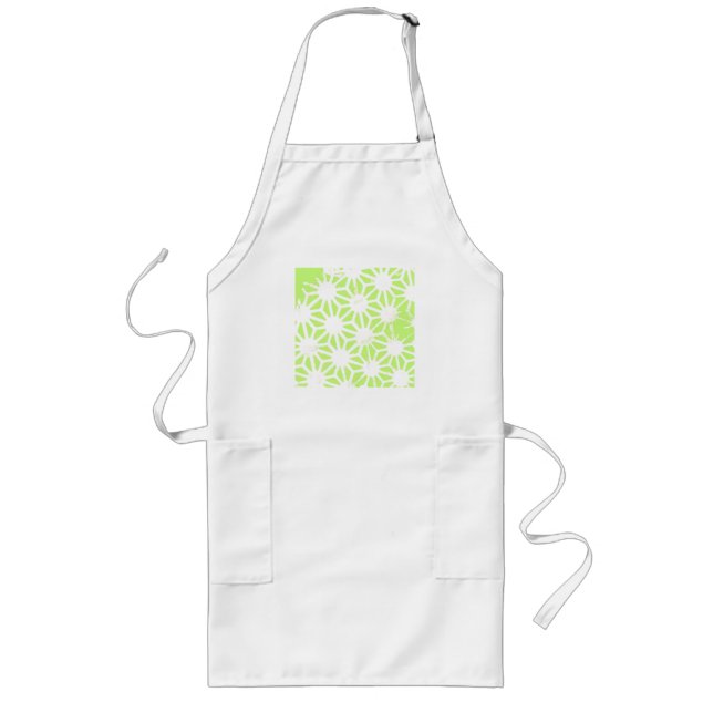 Lime green geometric pattern long apron (Front)