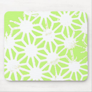 Lime green geometric pattern mouse pad
