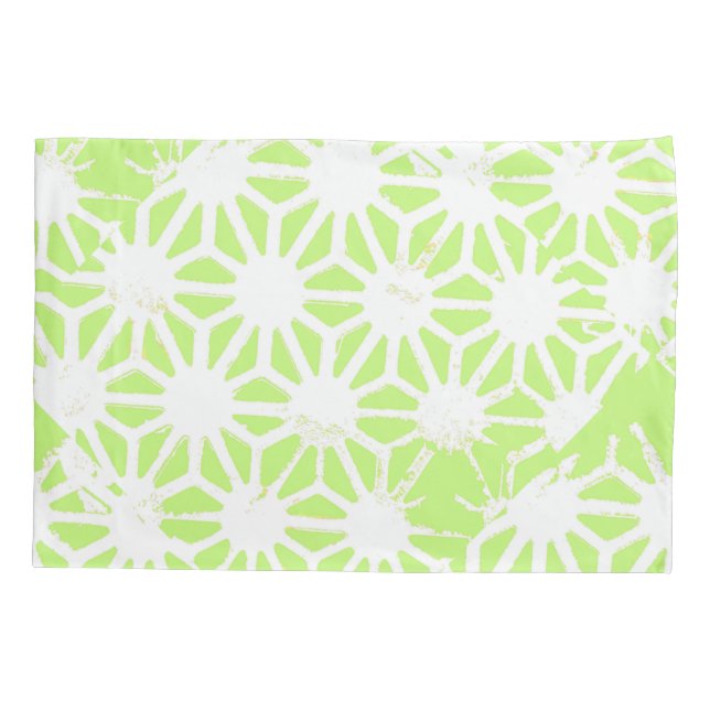 Lime green geometric pattern pillowcase (Back)