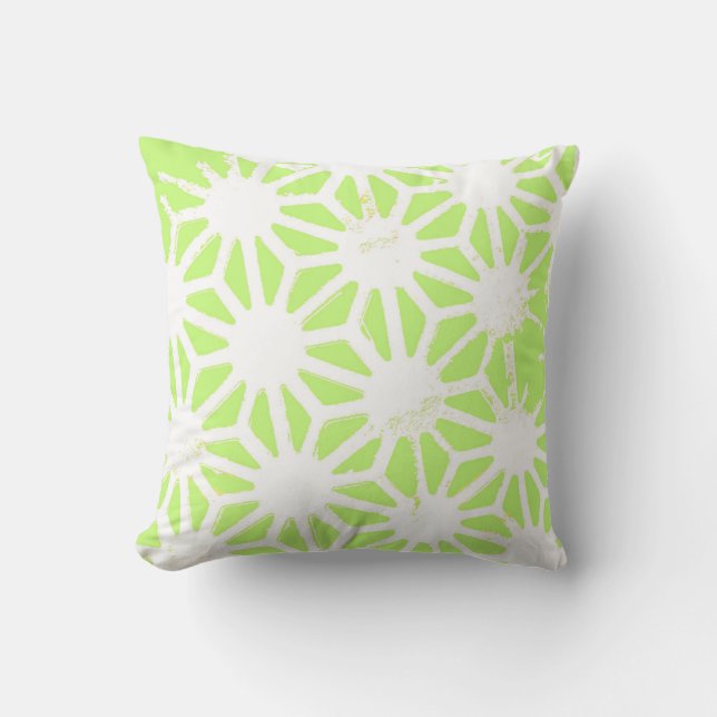 Lime green geometric pattern throw pillow (Front)