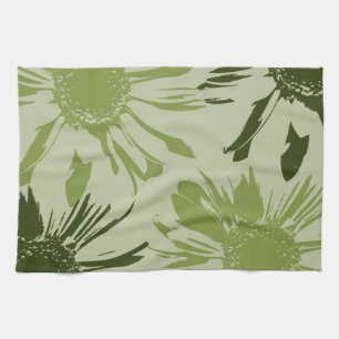 Lime Green Gerbera Flowers Kitchen Towel