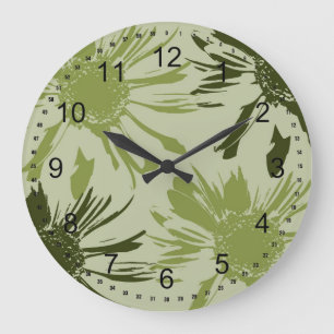 Lime Green Gerbera Flowers Large Clock