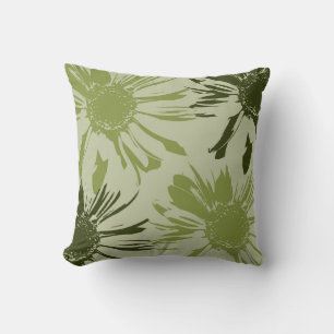 Lime Green Gerbera Flowers Throw Pillow