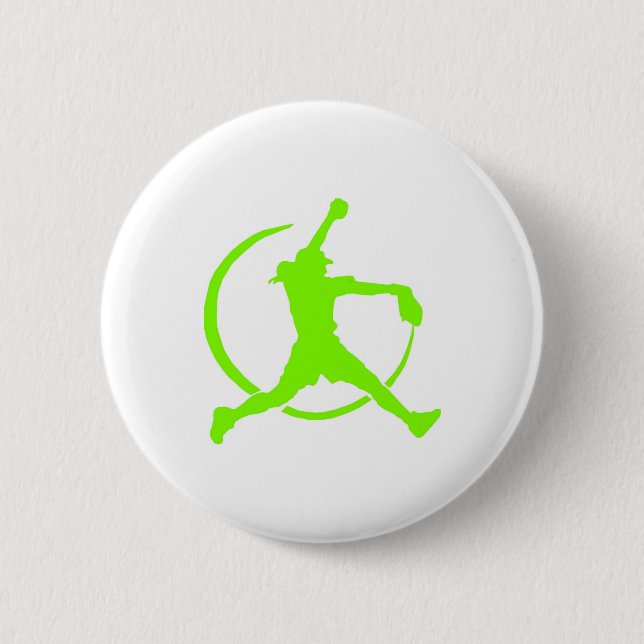 Lime Green Girl's"FAST PITCH SOFTBALL" image 2 Inch Round Button (Front)