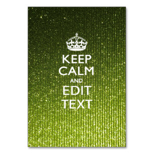 Lime Green Glamour Keep Calm Saying Table Number