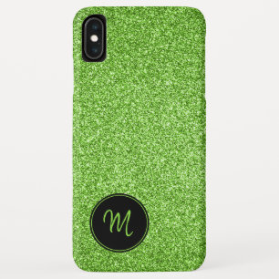 Lime Green Glitter Monogram Minimalist Sparkly iPhone XS Max Case