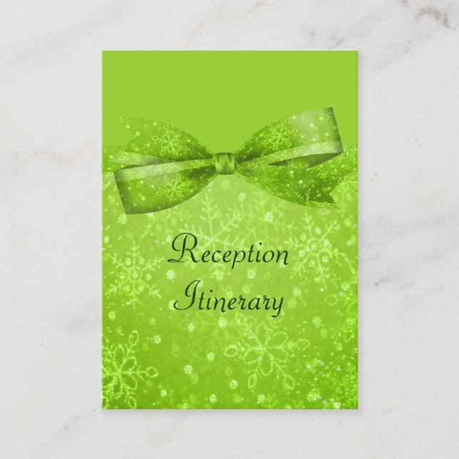 Lime Green & Glitter Shimmer Snowflakes Enclosure Card (Front)
