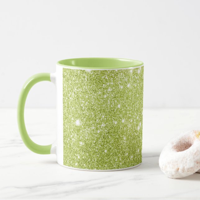 Lime Green Glitter Sparkles Mug (With Donut)