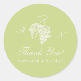 Lime Green Grape Monogram Wedding Sticker