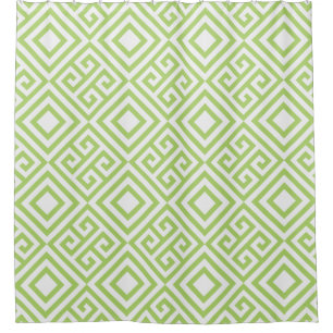 Lime Green Greek Key and Diamond Geometric Pattern