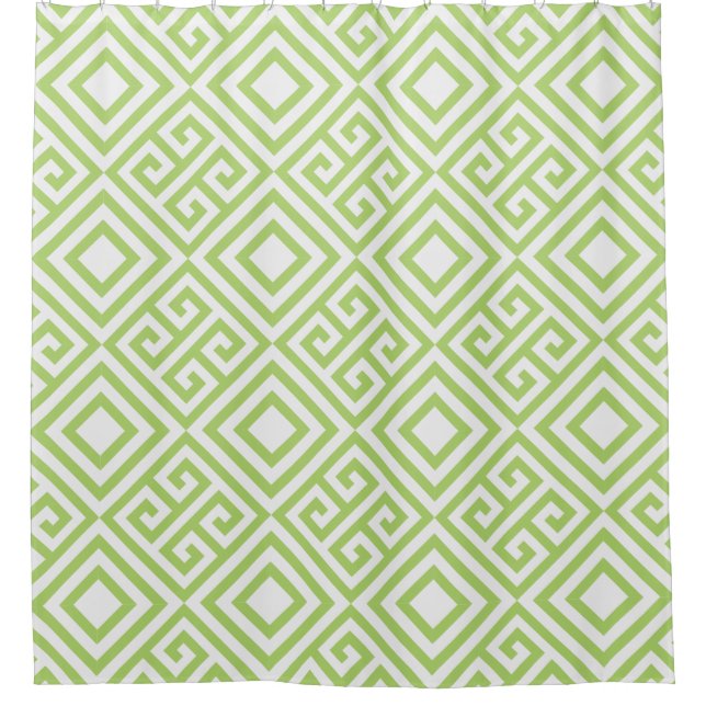Lime Green Greek Key and Diamond Geometric Pattern (Front)