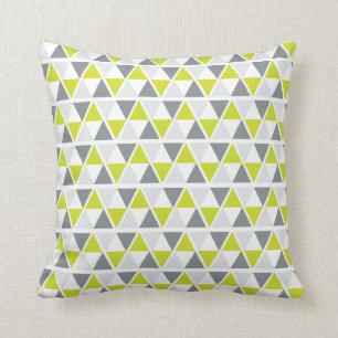 Lime Green Grey Geometric Pattern Throw Pillow