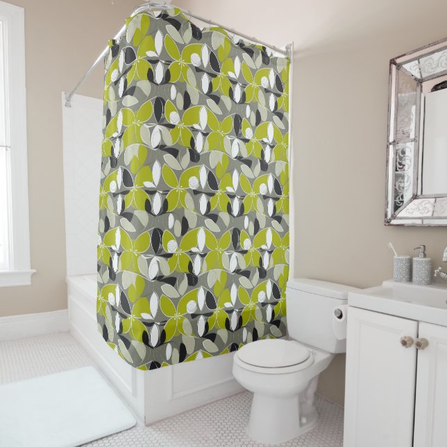 Lime Green Grey mid-Century Modern Print (In Situ)